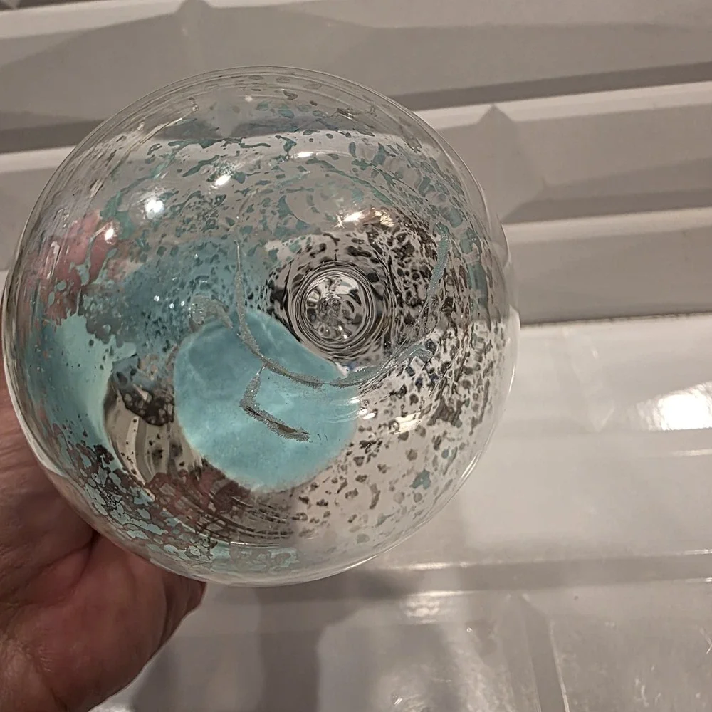Mercury Glass Hourglass Timer Turquoise Sand Silver 8